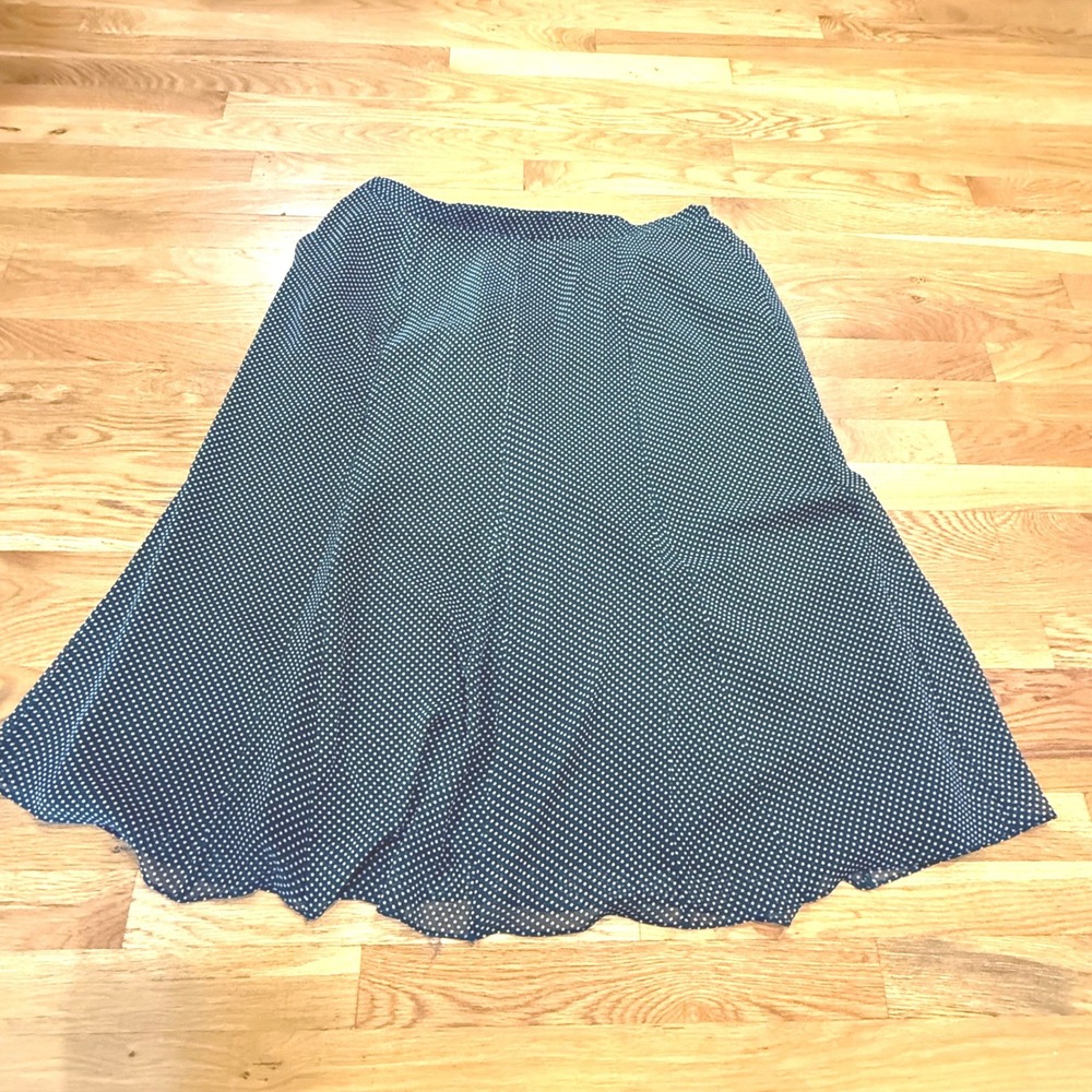 Laura Plus Polka Dot Midi Skirt Plus Size 18 Navy White Chiffon Made in Canada